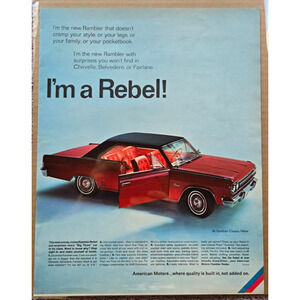 1966 Rambler Rebel American Print Advertisement from 1966 Look Magazine